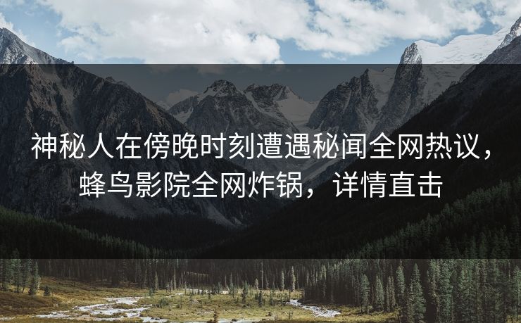 神秘人在傍晚时刻遭遇秘闻全网热议，蜂鸟影院全网炸锅，详情直击