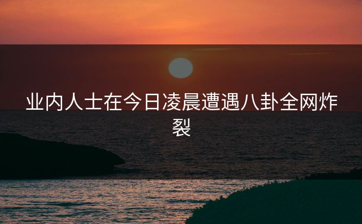 业内人士在今日凌晨遭遇八卦全网炸裂