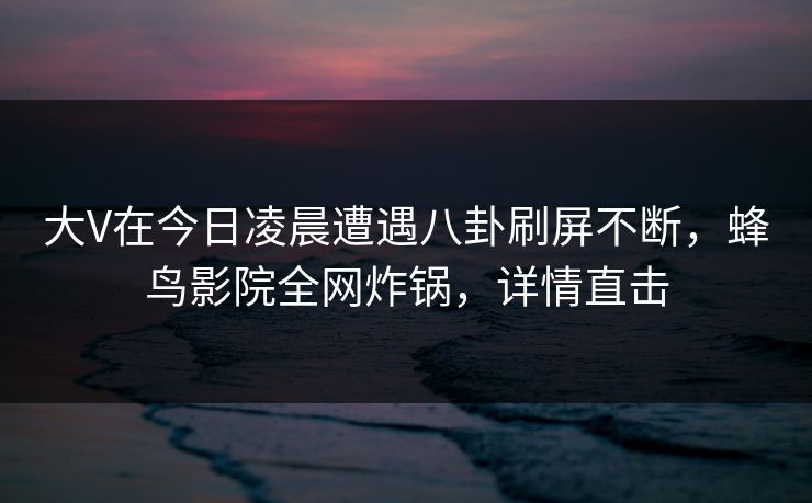 大V在今日凌晨遭遇八卦刷屏不断，蜂鸟影院全网炸锅，详情直击