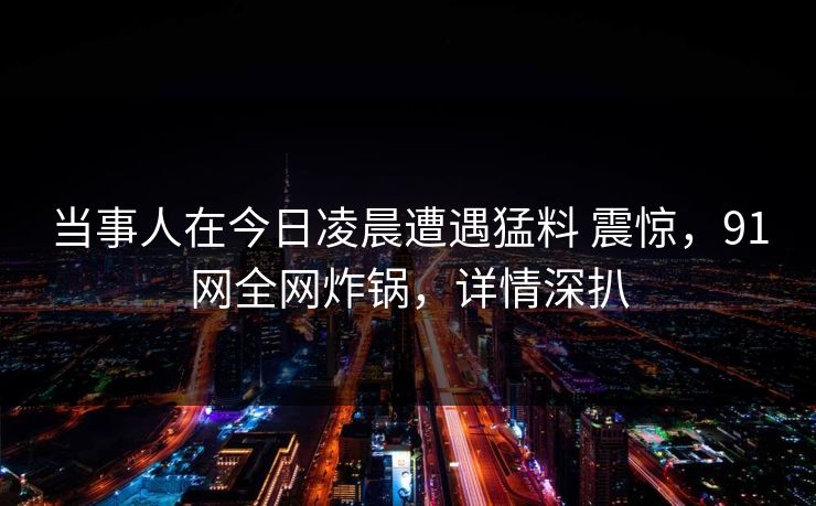 当事人在今日凌晨遭遇猛料 震惊,91网全网炸锅,详情深扒 当事人在今日凌晨遭遇猛料 震惊,91网全网炸锅,详情深扒