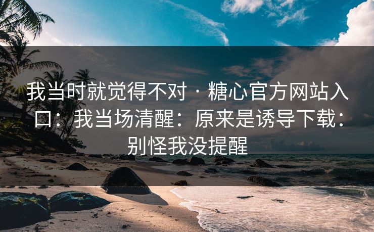 我当时就觉得不对 · 糖心官方网站入口:我当场清醒:原来是诱导下载:别怪我没提醒 我当时就觉得不对 · 糖心官方网站入口:我当场清醒:原来是诱导下载:别怪我没提醒